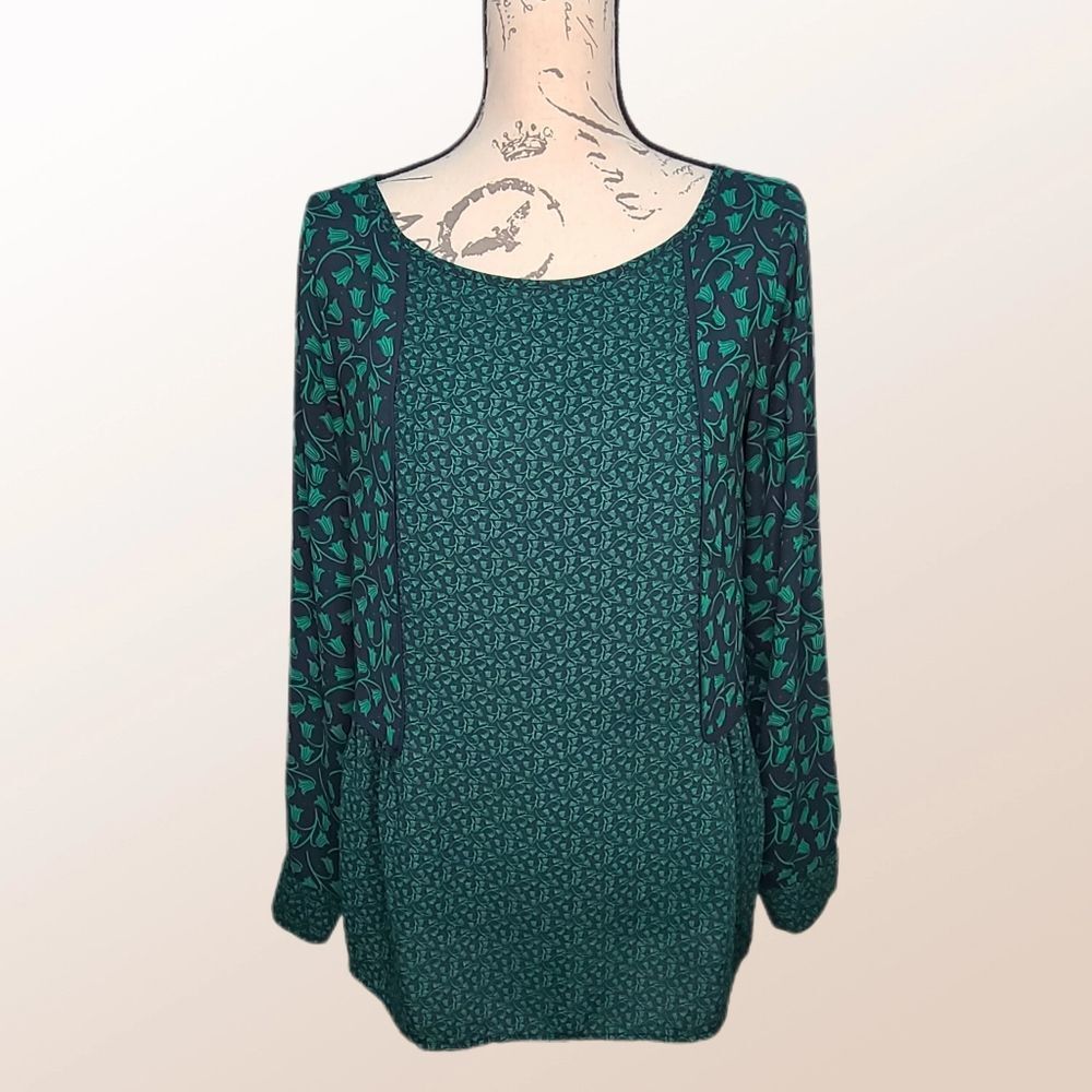 Banana Republic -614 3/4 sleeve blouse navy green Extra Small